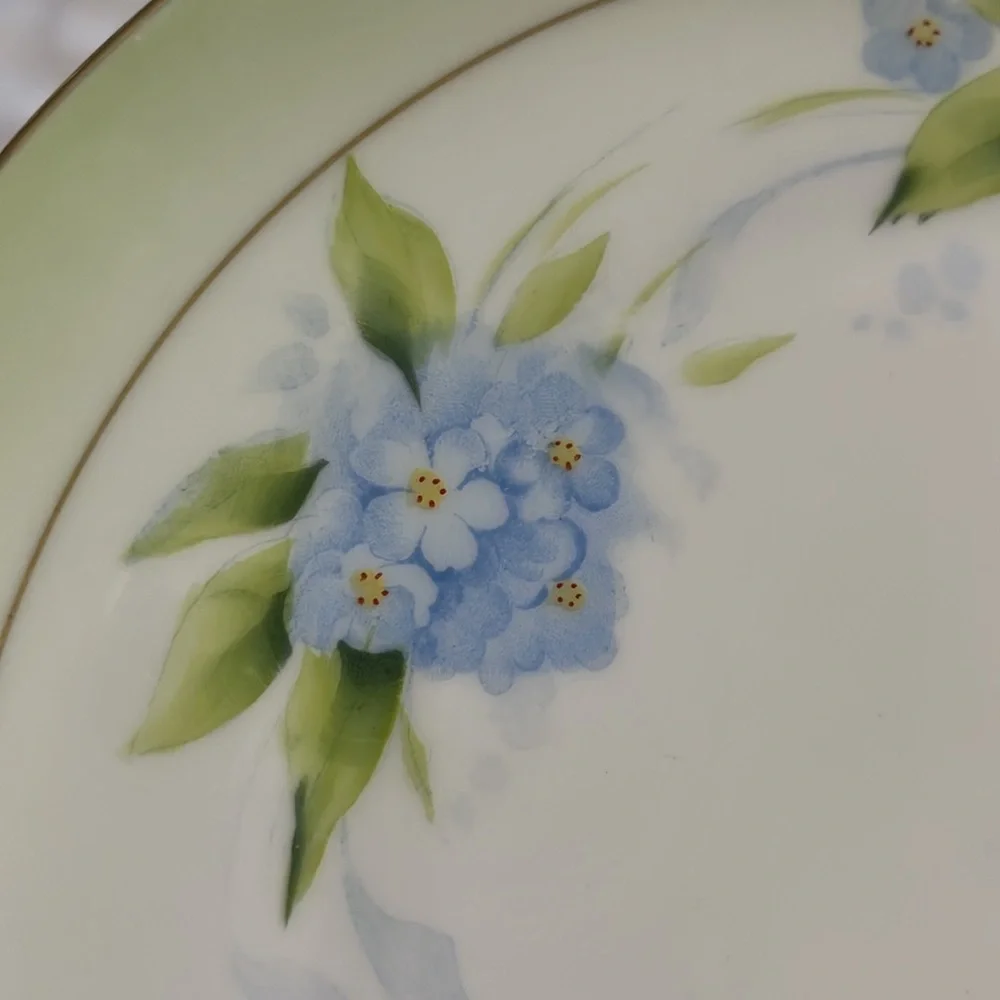 Antique Bavaria (Germany)porcelain plate hand painted & signed blue floral China